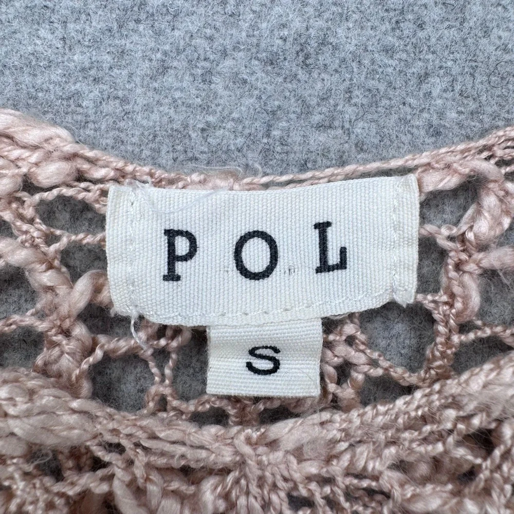 POL Open‎ Knit Sweater Womens Small Loose Fit Tiered Oversized Pullover Beige